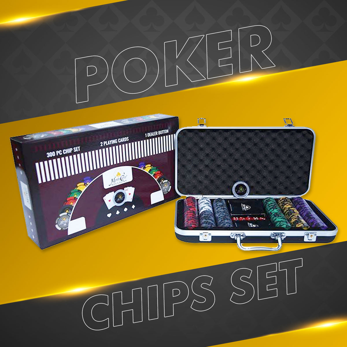 300 Chip Jacks Casino Majestic Set, Luxury Display Case