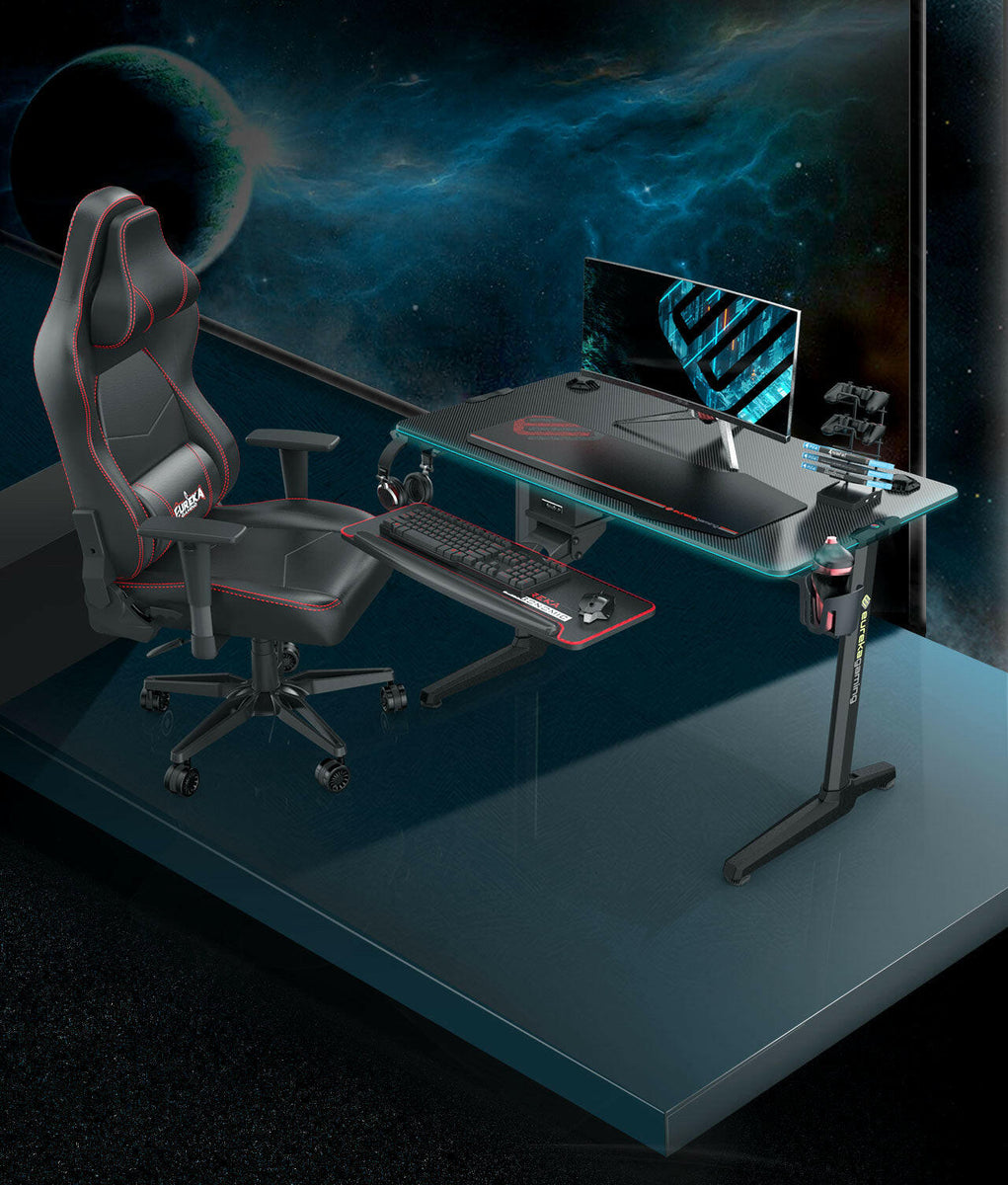 EUREKA ERGONOMIC Gaming Desk 47 Home Office Computer Desk, New Polygon  Legs Design, Captain Series (47 Inch, Black, Metal)