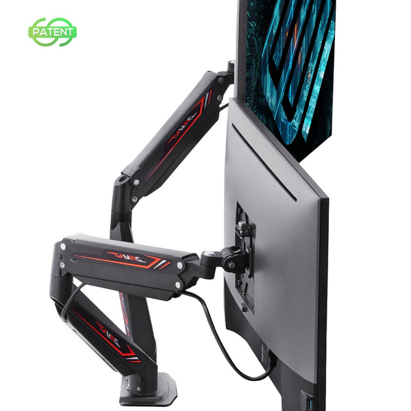 EUREKA ERGONOMIC Dual Adjustable Monitor Arms, Full Motion Dual Stacking Mount, Fits Screens Up to 32", Gaming Design, Black - Baazi Store