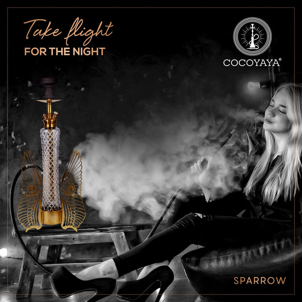 Cocoyaya Hookah Fly Series- Sparrow Design, 26 Inches, Gold