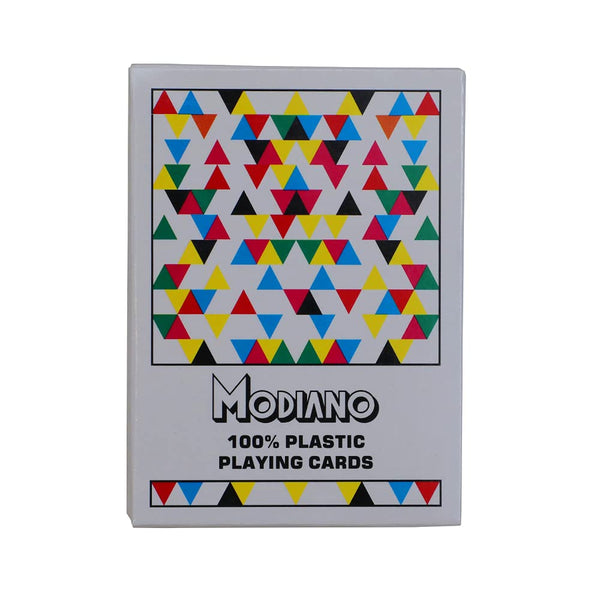 Modiano Plastic Poker Playing Cards (Triangle Pattern) - Washable Teen Patti Poker Cards, White - Baazi Store