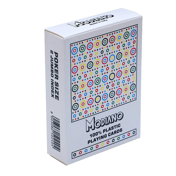 Modiano Plastic Poker Playing Cards (Circle Pattern) - Washable Teen Patti Poker Cards, White - Baazi Store