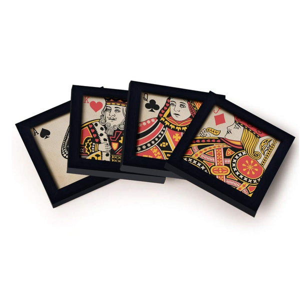 PAPER PLANE DESIGN Designer Framed Poker Coaster for Home and Office (Set of 4, 4x4 Inch) (Pack of 2 Set) - Baazi Store