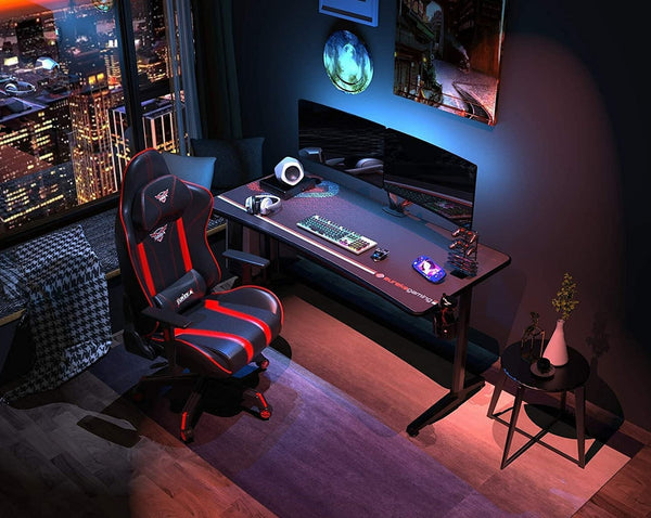 Eureka Gaming Captain Series GIP 60'' Large Home Office E-sports Computer Desk, Erognomic Design, Black - Baazi Store