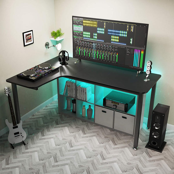 Eureka Ergonomic® 60'' Modern Simple L Shaped Office Home Gaming Computer Desk, Black - Baazi Store