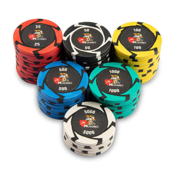 Swirl Modiano Poker Chips Set- 300 And 500 Pieces, Clay, 40 MM, 14g