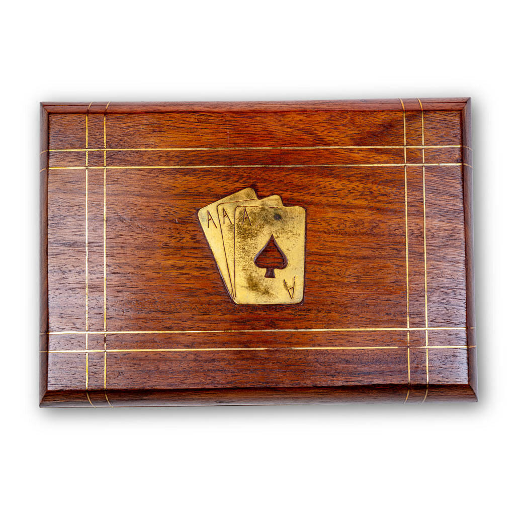 Order Sleek Wooden Box And 2 Deck Of Golden Playing Card At Best Price